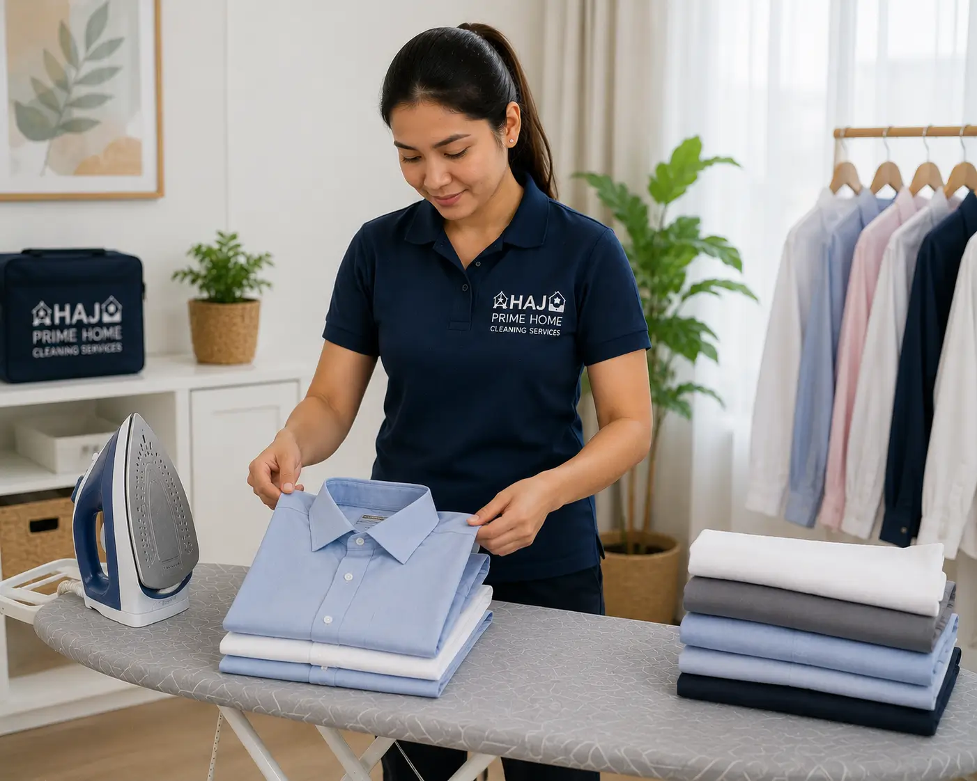 Clothes pressed after ironing